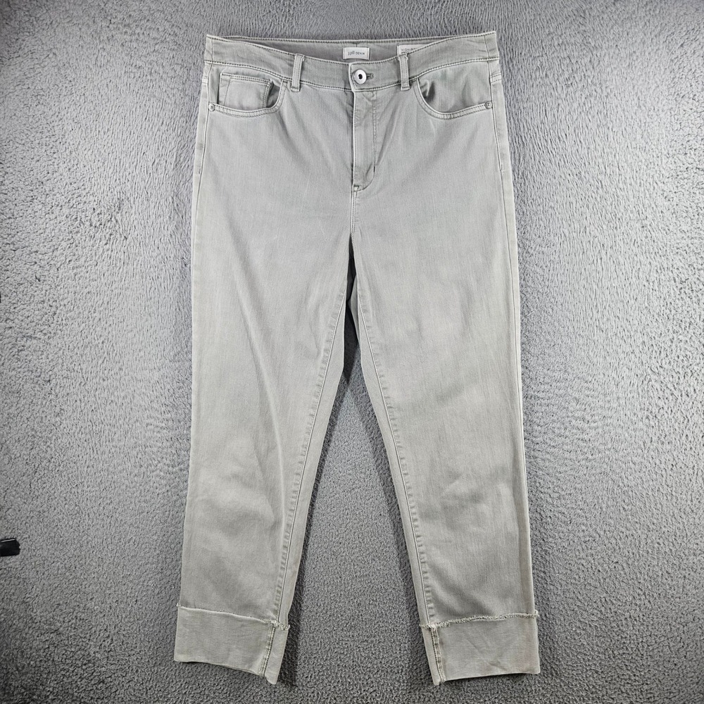 J. Jill Denim High Rise Straight Leg Jeans Womens 8 Light Gray Wide Cuff Raw Hem